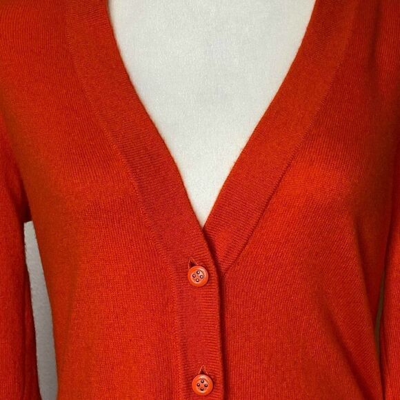Design History Pure Cashmere Button Front Long Cardigan In Orange Size S - Picture 4 of 12